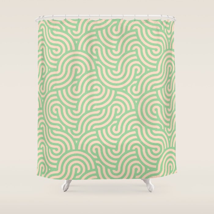 SWIRL Lime and Almond Shower Curtain Gallery Image 1