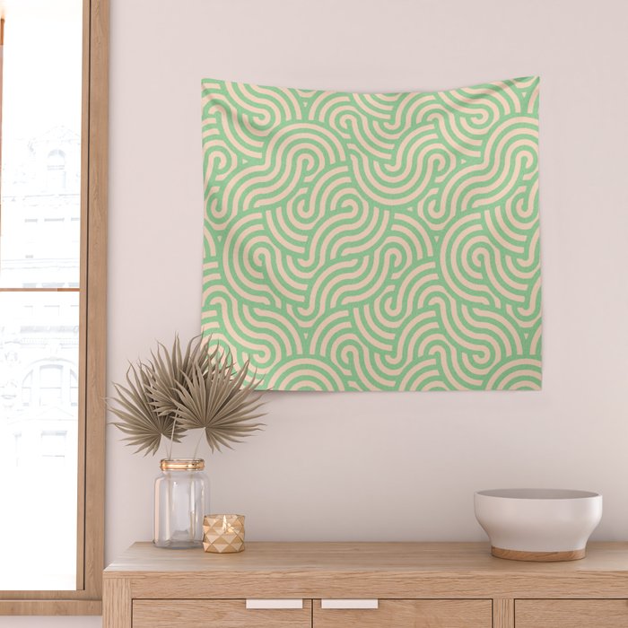 SWIRL Lime and Almond Wall Tapestry Gallery Image 2