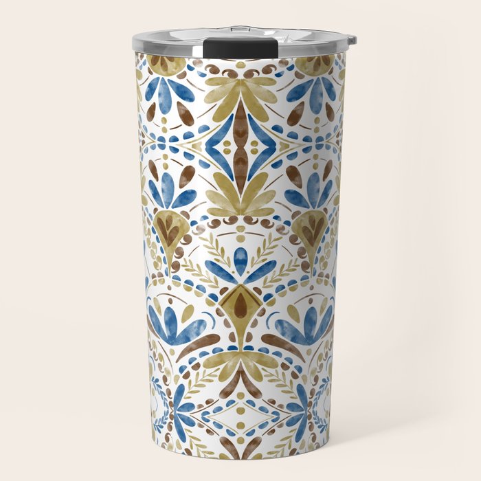 Whimsical Botanical Tile Travel Mug Gallery Image 1