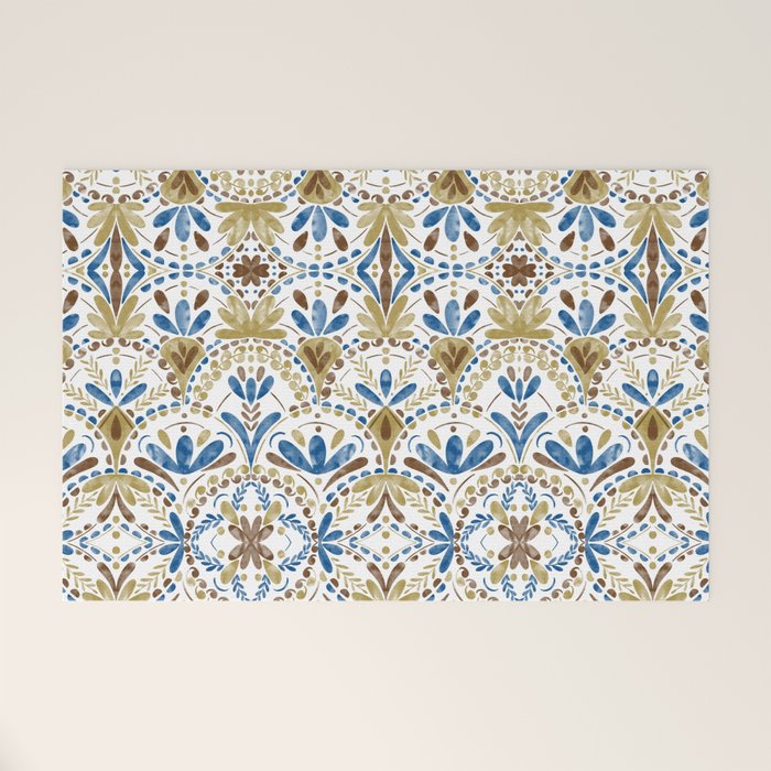 Whimsical Botanical Tile Welcome Mat Gallery Image 1