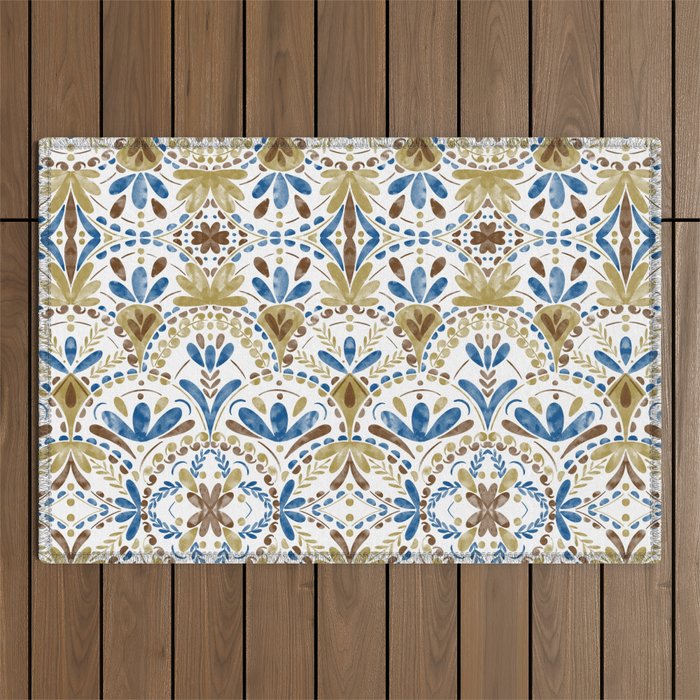 Whimsical Botanical Tile Outdoor Rug Gallery Image 1