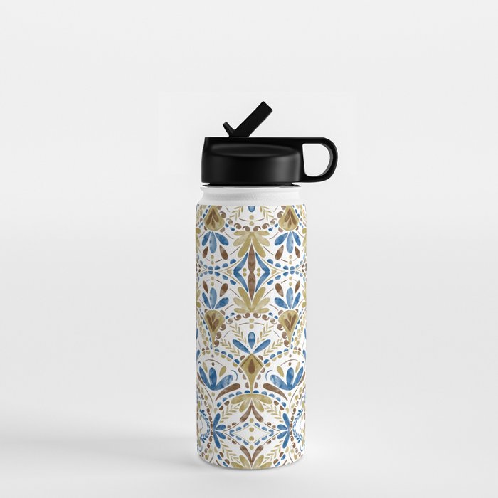Whimsical Botanical Tile Water Bottle Gallery Image 1