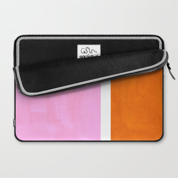 Pastel Neon Pink Yellow Ochre Mid Century Modern Abstract Minimalist Rothko Color Field Squares Laptop Sleeve Gallery Image 2