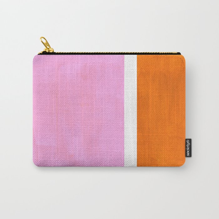 Pastel Neon Pink Yellow Ochre Mid Century Modern Abstract Minimalist Rothko Color Field Squares Carry All Pouch Gallery Image 1