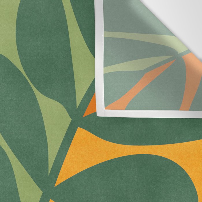 Retro Earthy Floral in Green and Orange Wall Tapestry Gallery Image 3