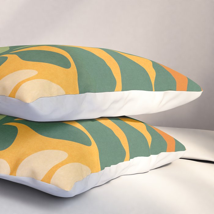 Retro Earthy Floral in Green and Orange Pillow Sham Gallery Image 3