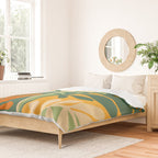 Retro Earthy Floral in Green and Orange Duvet Cover Gallery Image 2
