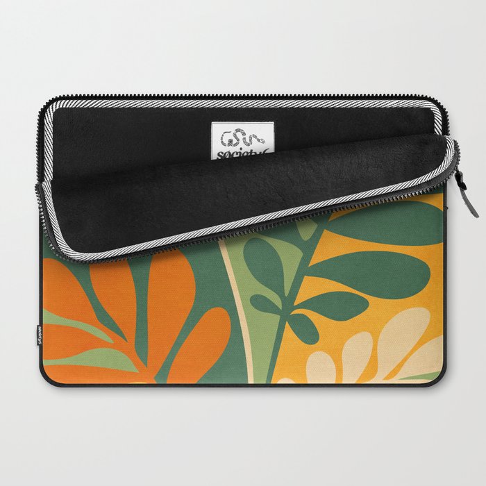 Retro Earthy Floral in Green and Orange Laptop Sleeve Gallery Image 2