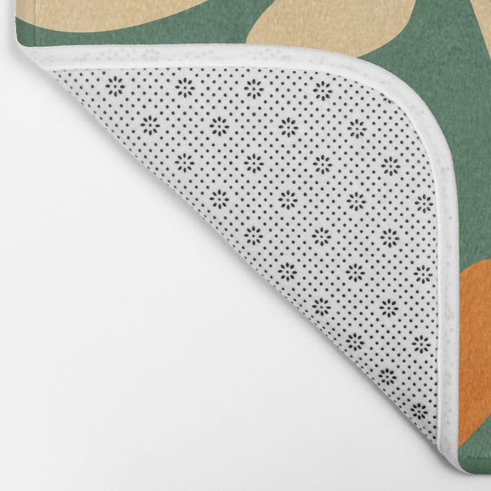 Retro Earthy Floral in Green and Orange Bath Mat Gallery Image 2