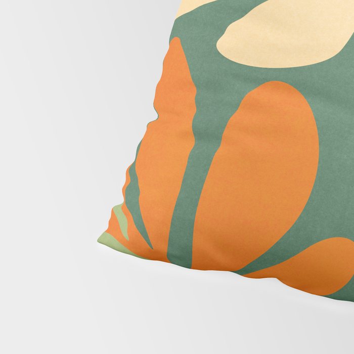 Retro Earthy Floral in Green and Orange Pillow Sham Gallery Image 4
