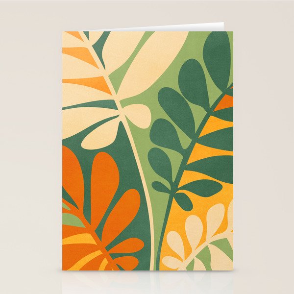 Retro Earthy Floral in Green and Orange Stationery Card Gallery Image 2