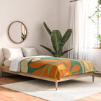 Retro Earthy Floral in Green and Orange Comforter Gallery Image 2