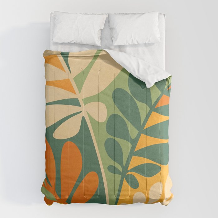 Retro Earthy Floral in Green and Orange Comforter Gallery Image 6