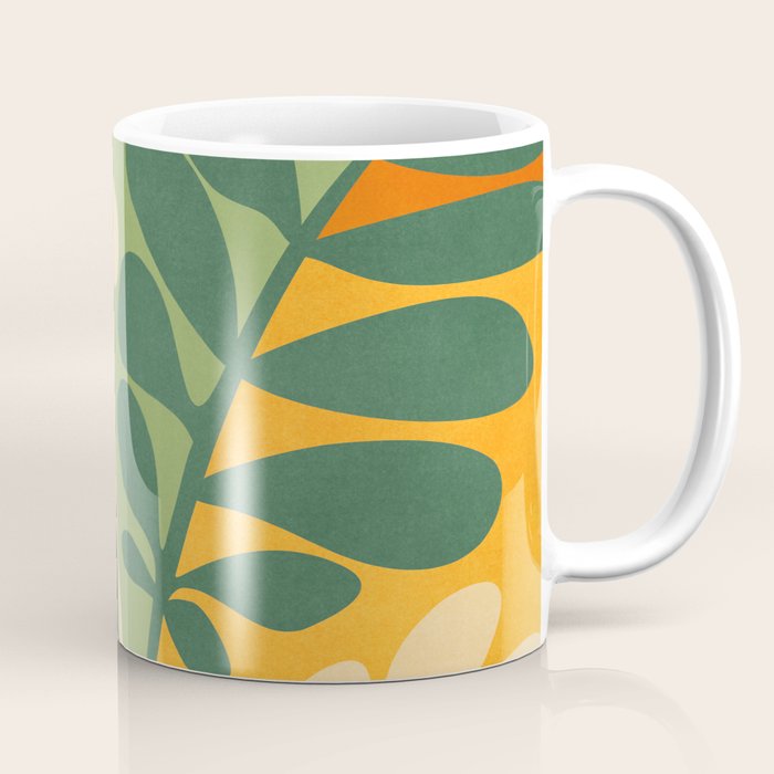 Retro Earthy Floral in Green and Orange Coffee Mug Gallery Image 1