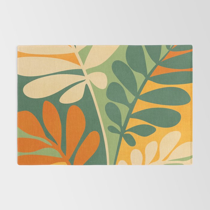 Retro Earthy Floral in Green and Orange Rug Gallery Image 2