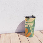Retro Earthy Floral in Green and Orange Travel Mug Gallery Image 4