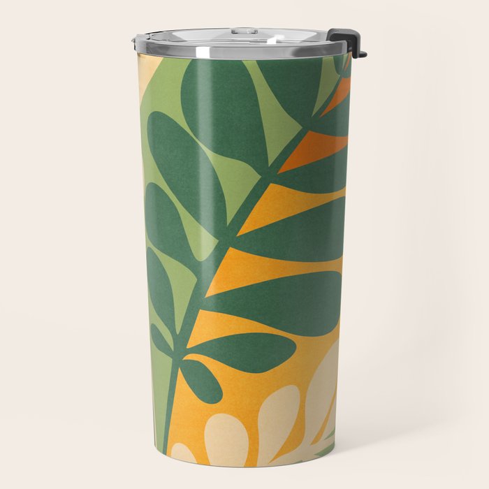 Retro Earthy Floral in Green and Orange Travel Mug Gallery Image 2