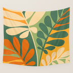 Retro Earthy Floral in Green and Orange Wall Tapestry Gallery Image 4