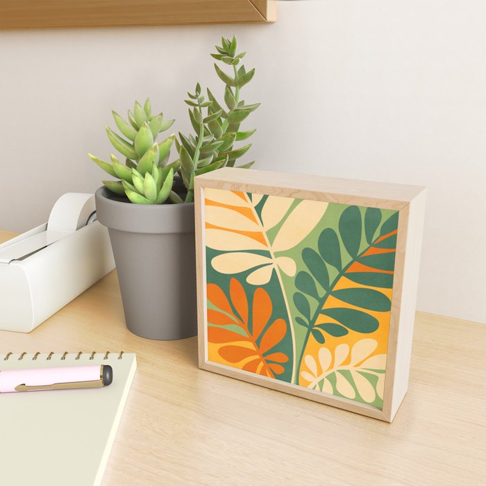 Retro Earthy Floral in Green and Orange Mini Art Print Gallery Image 2