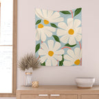 Wild Daisies - blue & pink Wall Tapestry Gallery Image 2