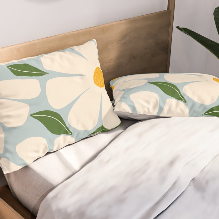 Wild Daisies - blue & pink Pillow Sham Gallery Image 2