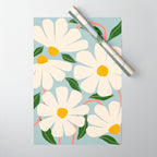 Wild Daisies - blue & pink Wrapping Paper Gallery Image 1