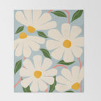 Wild Daisies - blue & pink Throw Blanket Gallery Image 2