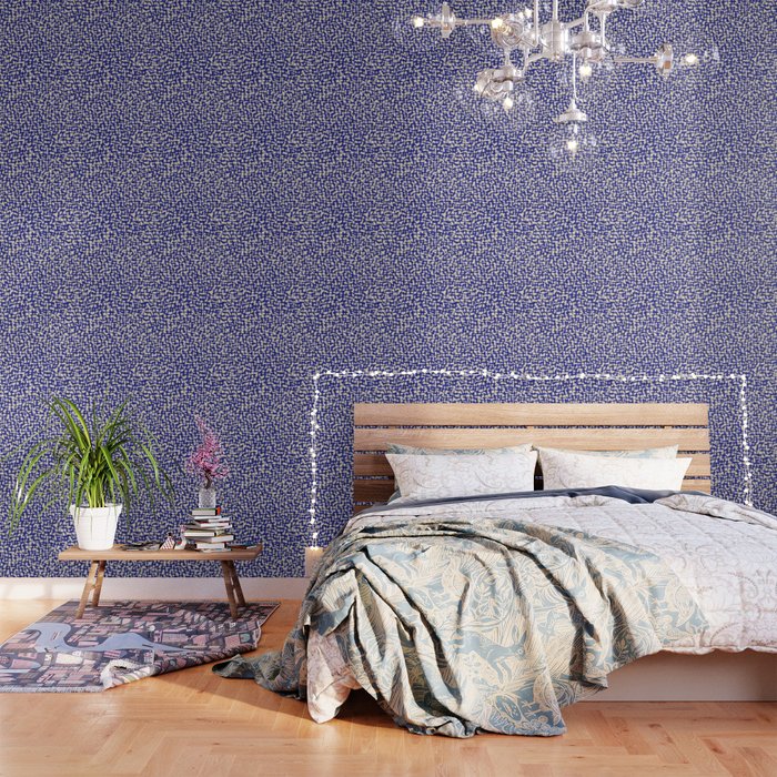 Playful strokes #4 / Blue on Beige Wallpaper Gallery Image 3