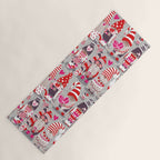 I gnome you more // grey background red and pink Valentine's Day gnomes and motifs Yoga Mat Gallery Image 1