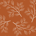 Delicate White Leaves and Branch on a Rust Orange Background Coffee Mug Gallery Image 2