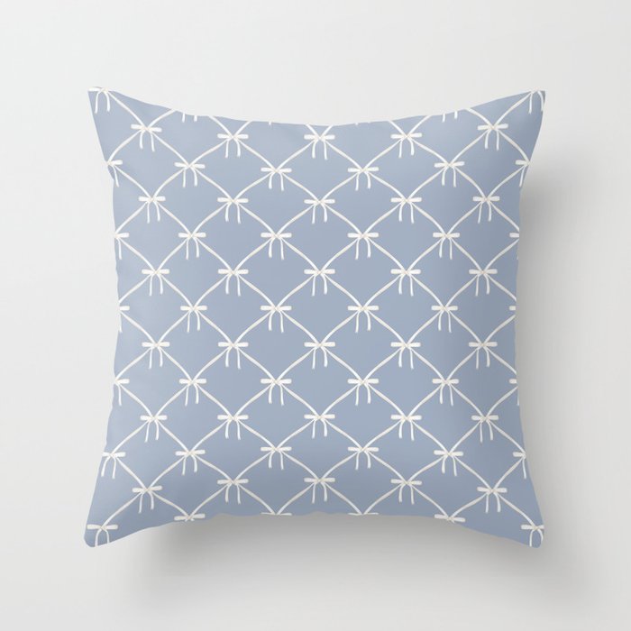 Bows & Ribbons Pattern XLIV Light Pastel Blue Throw Pillow Gallery Image 6