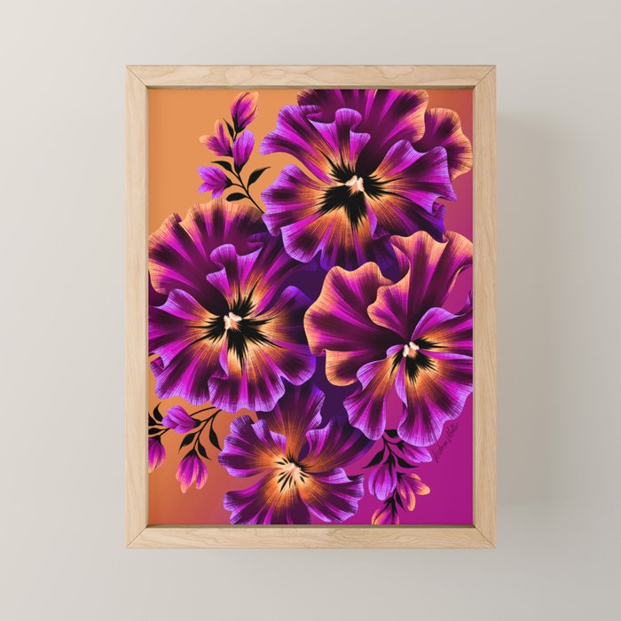 Pansies Floral - Peach and Purple Mini Art Print Gallery Image 1