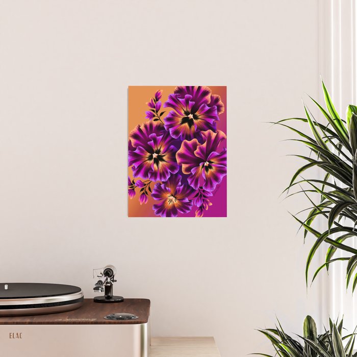 Pansies Floral - Peach and Purple Poster Gallery Image 2