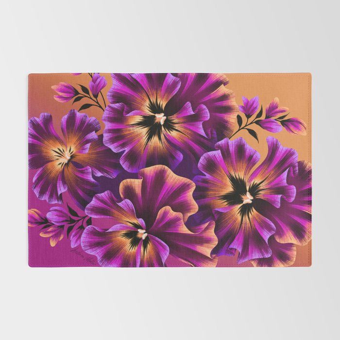 Pansies Floral - Peach and Purple Rug Gallery Image 2