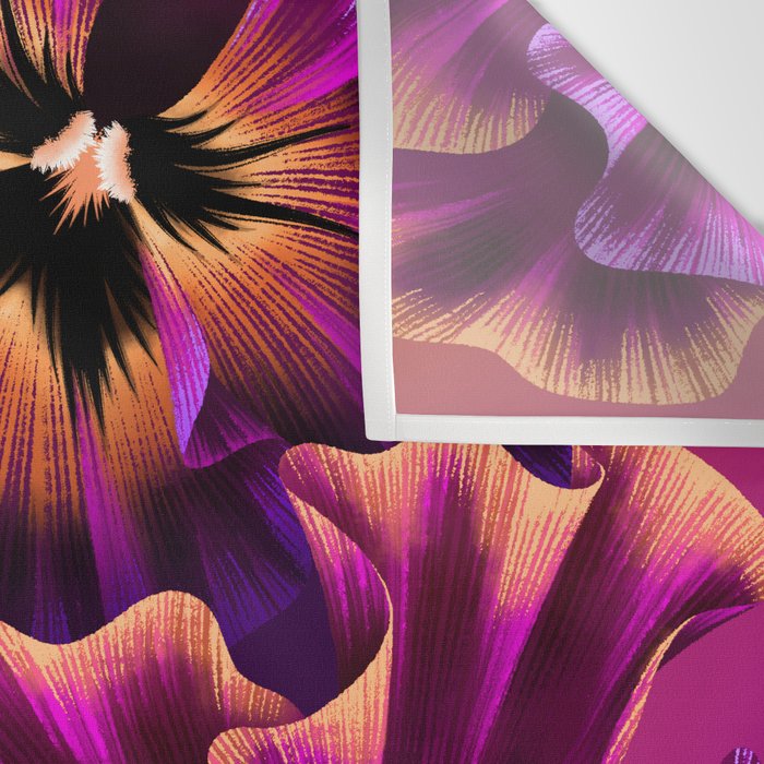 Pansies Floral - Peach and Purple Wall Tapestry Gallery Image 3