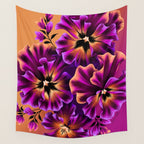 Pansies Floral - Peach and Purple Wall Tapestry Gallery Image 4
