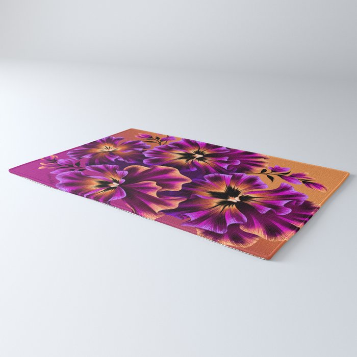 Pansies Floral - Peach and Purple Rug Gallery Image 3