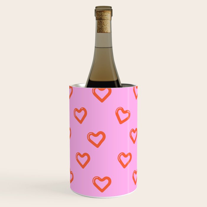 Red love heart shape pattern Wine Chiller Gallery Image 2