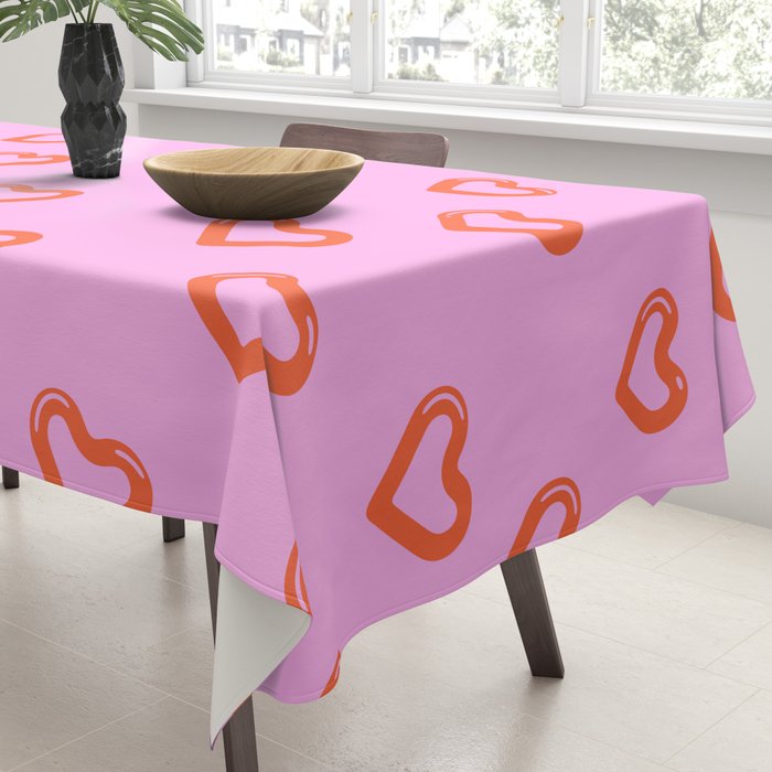 Red love heart shape pattern Tablecloth Gallery Image 3