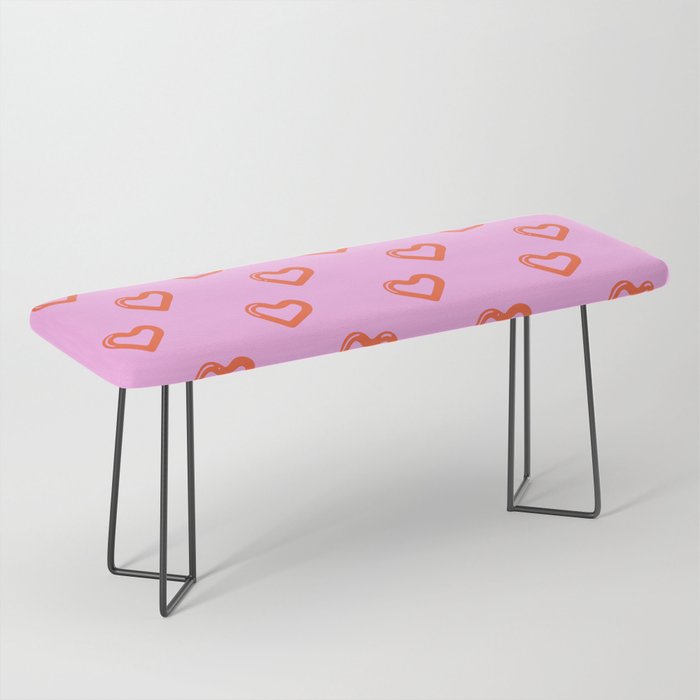 Red love heart shape pattern Bench Gallery Image 1