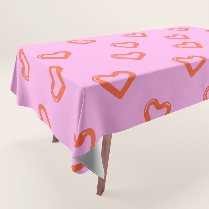 Red love heart shape pattern Tablecloth Gallery Image 1