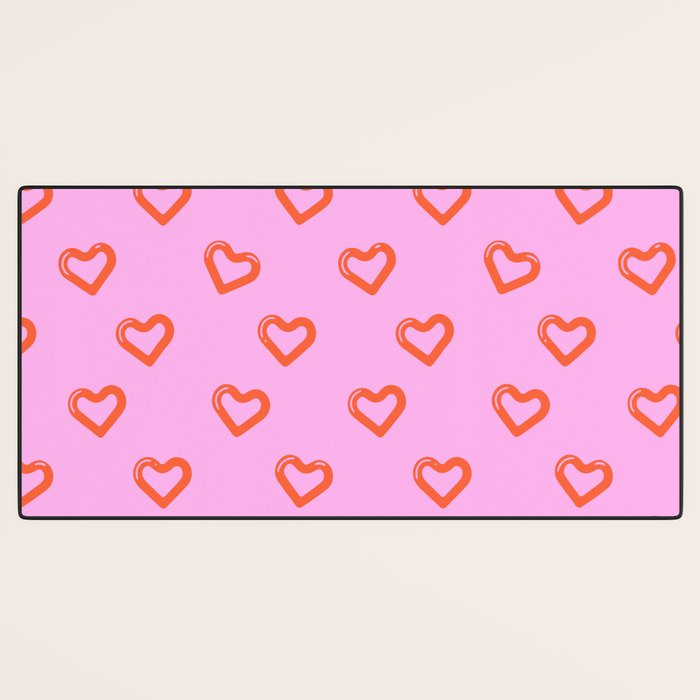 Red love heart shape pattern Desk Mat Gallery Image 3