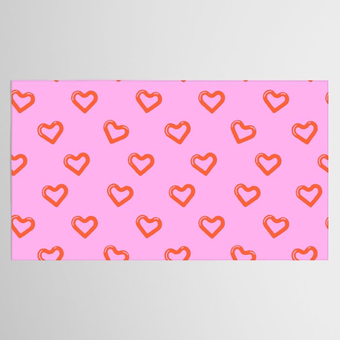 Red love heart shape pattern Tablecloth Gallery Image 2