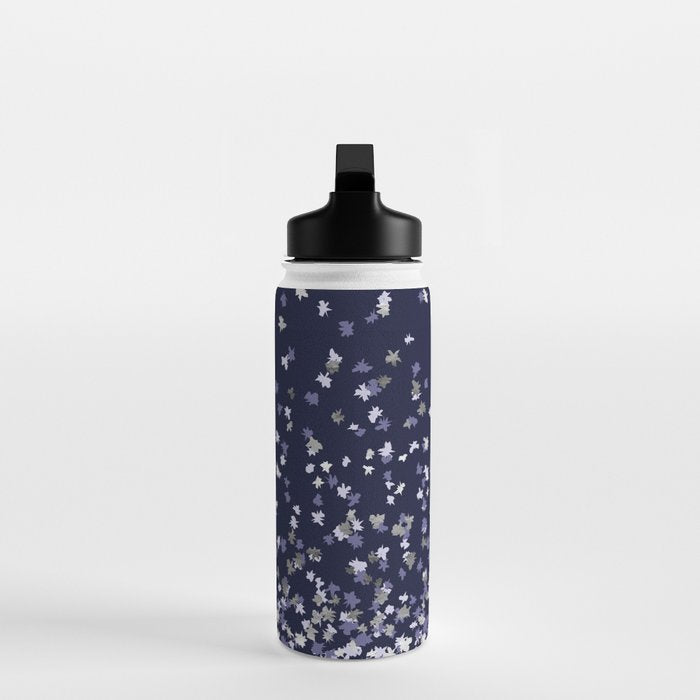 Floating Confetti - Navy Blue and Silver Water Bottle Gallery Image 3