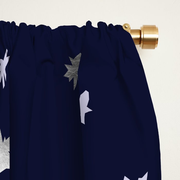 Floating Confetti - Navy Blue and Silver Window Curtain Gallery Image 2