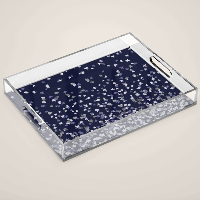 Floating Confetti - Navy Blue and Silver Acrylic Tray Gallery Image 1