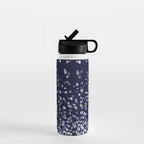 Floating Confetti - Navy Blue and Silver Water Bottle Gallery Image 1