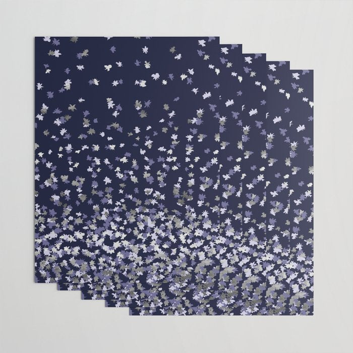 Floating Confetti - Navy Blue and Silver Wrapping Paper Gallery Image 3