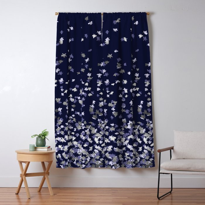 Floating Confetti - Navy Blue and Silver Window Curtain Gallery Image 5