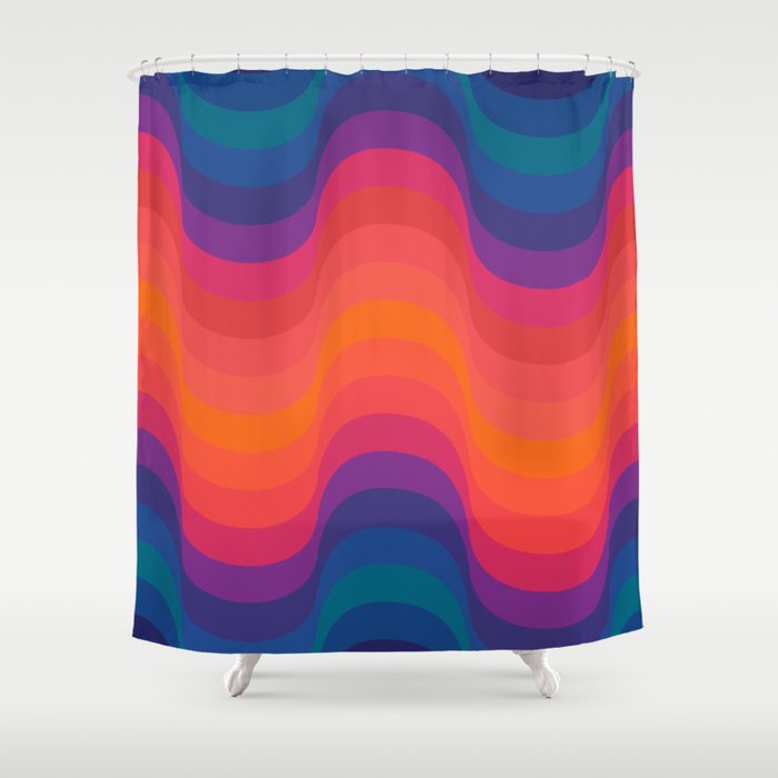 Retro Sacred Geometry | 80s Wavy Vibe Shower Curtain Gallery Image 1